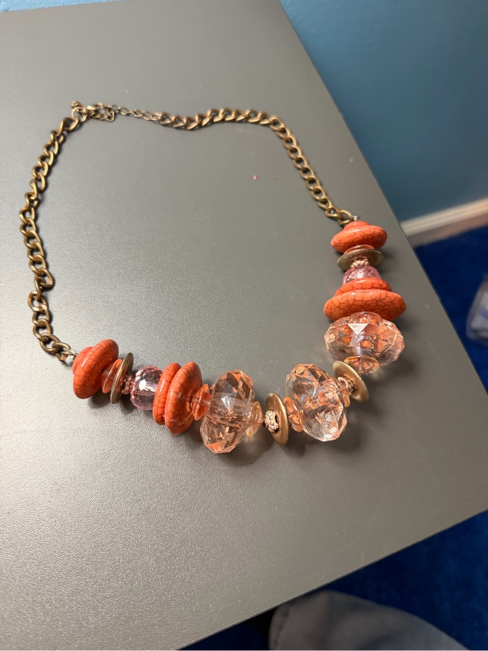 Statement Coral Glass Bead Necklace - Women's Jewelry